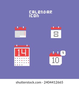  this is calendar icon in pixel art with simple color and purple background ,this item good for presentations,stickers, icons, t shirt design,game ass
