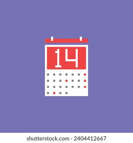  this is calendar icon in pixel art with simple color and purple background ,this item good for presentations,stickers, icons, t shirt design,game ass