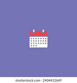  this is calendar icon in pixel art with simple color and purple background ,this item good for presentations,stickers, icons, t shirt design,game ass