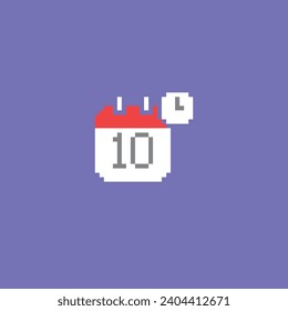  this is calendar icon in pixel art with simple color and purple background ,this item good for presentations,stickers, icons, t shirt design,game ass