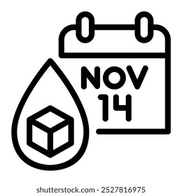 Este icono de calendario es adecuado para la diabetes, la enfermedad, etc.