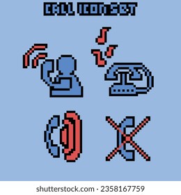 este es un icono de llamada en píxeles con color sencillo y fondo azul, este elemento es bueno para presentaciones, pegatinas, iconos, diseño de camisetas, activo de juego, logotipo y su proyecto.