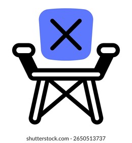 Este icono de la silla del campamento es conveniente para acampar, actividad al aire libre, vacaciones de verano, etc