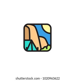 This camp vector app icons logo would suitable with your content
