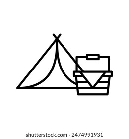 This is a camping icon with a simple outline style.