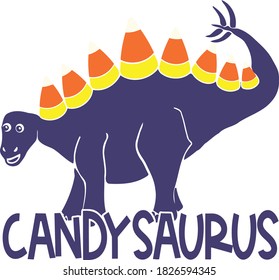 This candysaurus has a splendid set of  candy corn plates on his back.  This cut file features a stegosaurs dinosaur with candy corns on his back. 