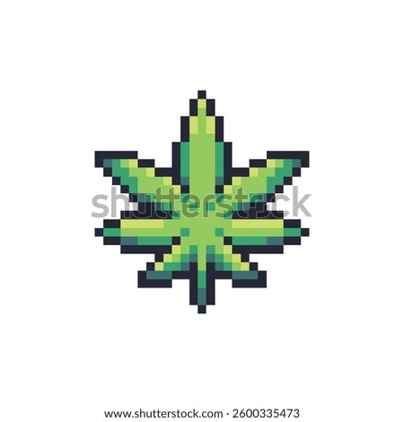 this is a cannabis weed icon in pixel art style with colorful color,this item good for presentations,stickers, icons, t shirt design,game asset,logo and project.