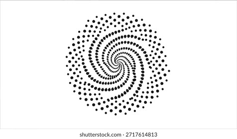 Esta imagem em preto e branco cativante apresenta um padrão em espiral formado por numerosos pontos. O arranjo cria um efeito visual hipnótico e hipnotizante, atraindo o olho do espectador em direção ao