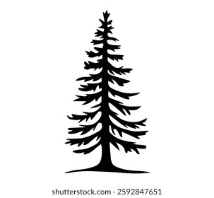 This captivating black and white silhouette of a spruce tree exudes a sense of serenity and natural beauty.