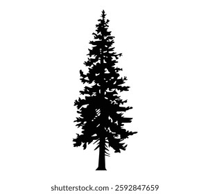 This captivating black and white silhouette of a spruce tree exudes a sense of serenity and natural beauty.