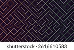 This captivating design features a complex maze of vibrant lines in orange and green against a dark background, creating a striking geometric pattern that adds depth and intrigue to any space.