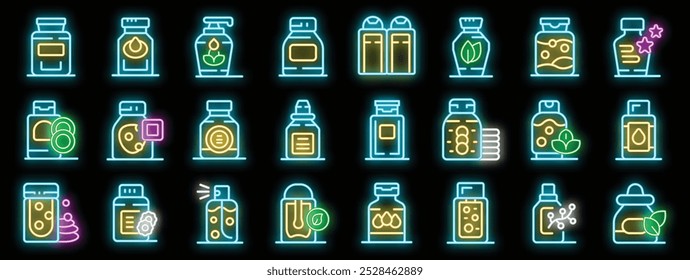 This captivating image showcases a vibrant collection of neon icons, each representing a unique type of supplement, highlighting their diverse forms and intended applications
