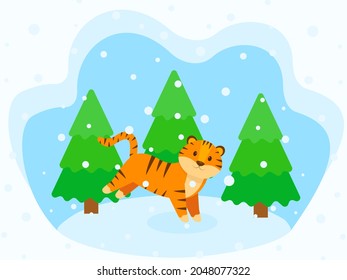  Esta es una tarjeta con un zorro lindo. Ilustración vectorial de invierno.