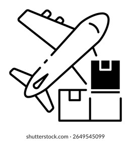 Este ícone de avião de carga é adequado para transporte, viagens e turismo, etc