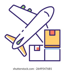 Este ícone de avião de carga é adequado para transporte, viagens e turismo, etc