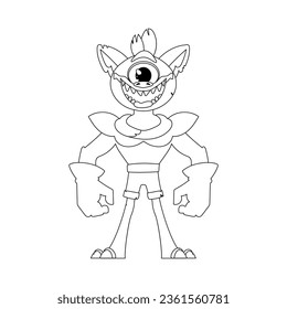Este personaje de caricatura es diferente de otros y puede hacer cosas especiales. Página de coloreado infantil.