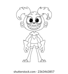 Este personaje de caricatura no es como los otros y tiene habilidades especiales. Página de coloreado infantil.