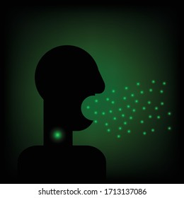This cartoon characters that are coughing Showing the droplets coming out of the mouth when coughing or sneezing, spread concept. Medical infection control concept.