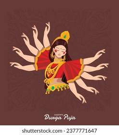 This Cartoon Chracter represent Indian festival Happy Durga Puja.