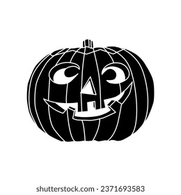 Diese Cartoon Zeichnung eines gruseligen Kürbis ist ein lustiges und festliches Bild, das perfekt zu Halloween ist. - Vektorgrafik