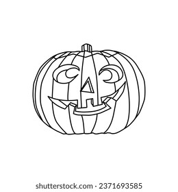 Este dibujo de una calabaza temible es una imagen divertida y festiva que es perfecta para Halloween. - Vector