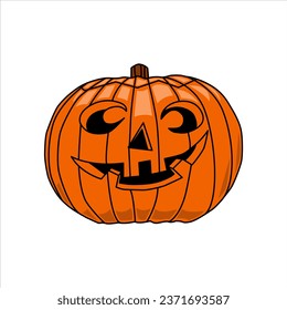 This cartoon drawing of a scary pumpkin is a fun and festive image that is perfect for Halloween. - Vector