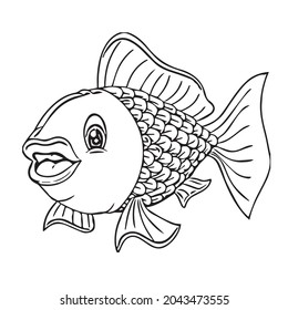 this is cartoon fish coloring pages,book pages,outline,line art,vector art.