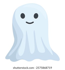 This cartoon ghost is cute and ready for halloween festivities