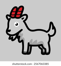 This cartoon goat is cute, but has red horns... perhaps it isn't as innocent as it looks.