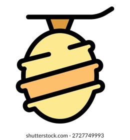 Este ícone de desenho animado apresenta um ninho de vespa pendurado, perfeito para projetos relacionados à natureza, insetos e vida selvagem