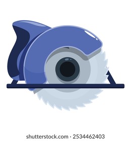 Este icono de dibujos animados representa una sierra circular que corta a través del material
