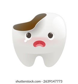 This cartoon illustration features a broken tooth character expressing pain, highlighting common dental issues in a fun and engaging way.