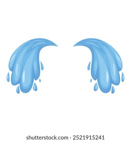This cartoon illustration features two splashes of water flowing to the center, creating a symmetrical and dynamic composition