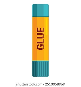 This is a cartoon illustration of a yellow glue stick standing up on a white background