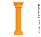 This cartoon style illustration features a golden greek column, suggesting concepts of strength, history, and classical architecture