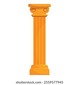 This cartoon style illustration features a golden greek column, suggesting concepts of strength, history, and classical architecture