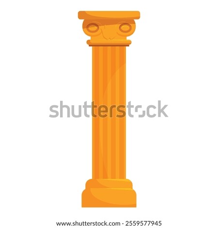 This cartoon style illustration features a golden greek column, suggesting concepts of strength, history, and classical architecture