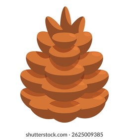 This cartoon style illustration shows a brown pine cone with its scales open