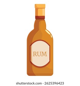 This cartoon style image shows a closed bottle of rum