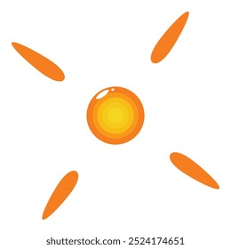 This cartoon sun is shining with four orange light beams