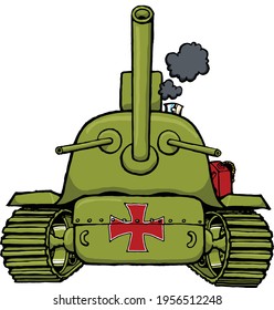This cartoon tank is poised to attack