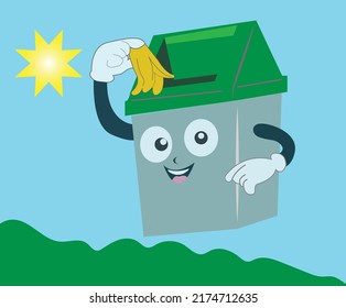 This is a cartoon trash can vector illustration
