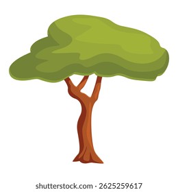 This cartoon tree with a thick brown trunk and lush green crown is perfect for adding a touch of nature to any project