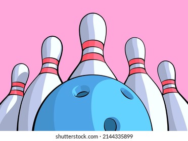 this is a cartoon vector of a bowling ball with a pin seen from bottom