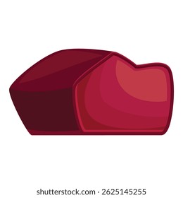 This cartoon vector illustration features a large, fresh, red meat block, perfect for showcasing cooking or food related themes