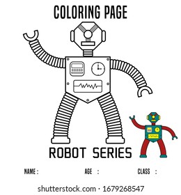 Esta es una Ilustración de Robot vectorial de caricatura que puede ser utilizada para Colorear página o libro. La imagen es bastante simple, así que es realmente buena para niños.
