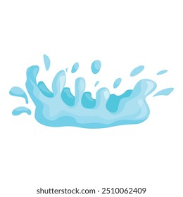This cartoon water splash is making a crown shape with its aqua blue liquid