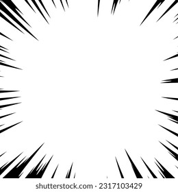 This is a cartoon-style black-and-white concentration line material.