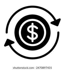Este icono de flujo de efectivo es adecuado para consultoría financiera, contabilidad, economía, etc.