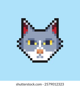 this is a cat face in pixel art with colorful color,this item good for presentations,stickers, icons, t shirt design,game asset,logo and project.